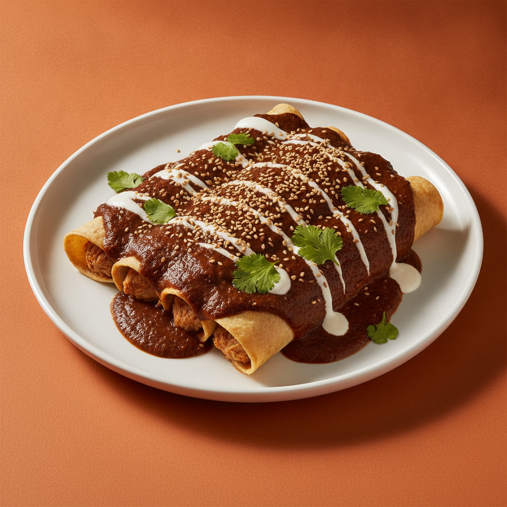 Chicken Mole Enchiladas with Toasted Sesame