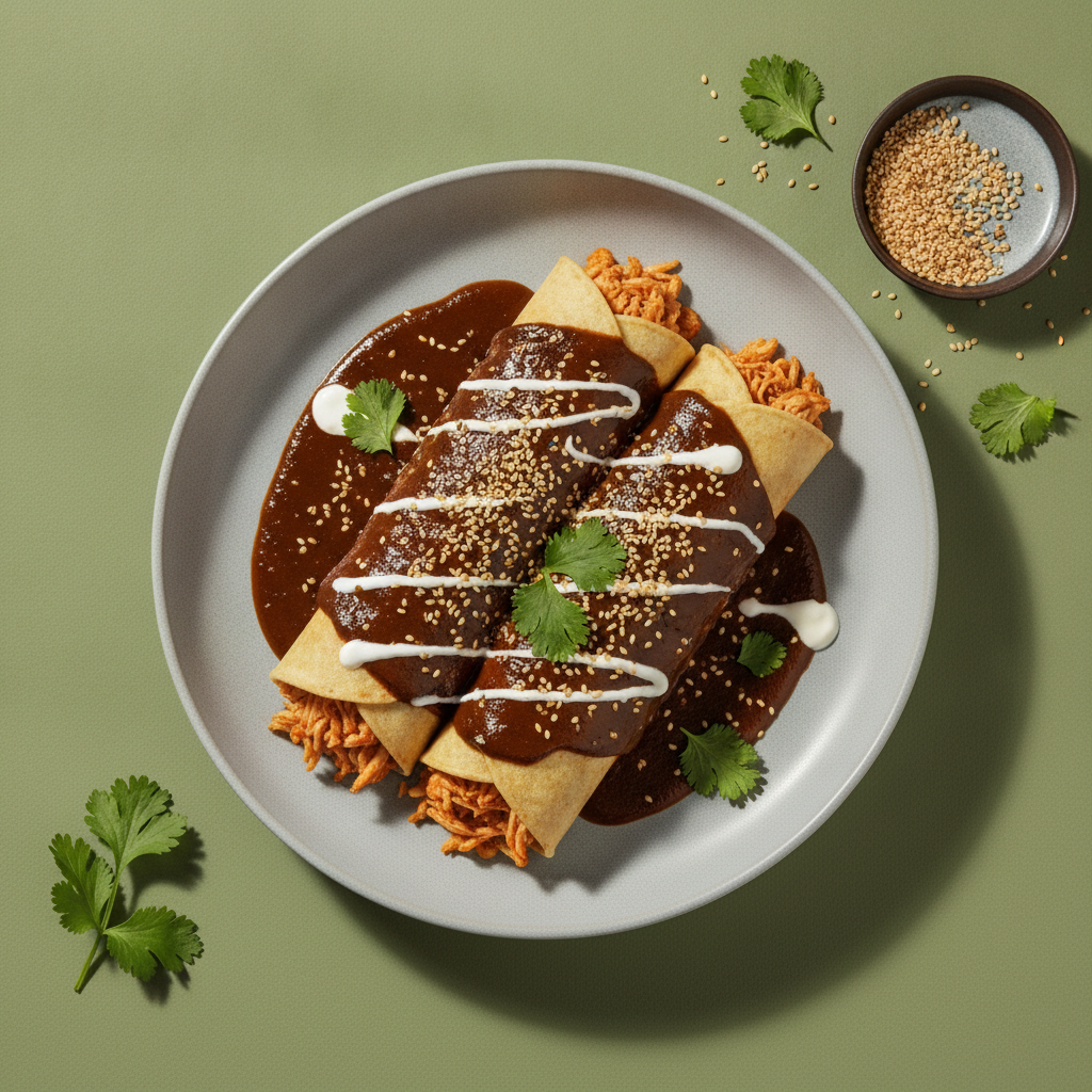 Chicken Mole Enchiladas with Toasted Sesame
