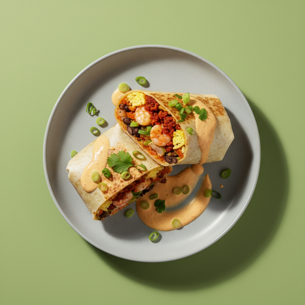 Shrimp and Chorizo Breakfast Burrito