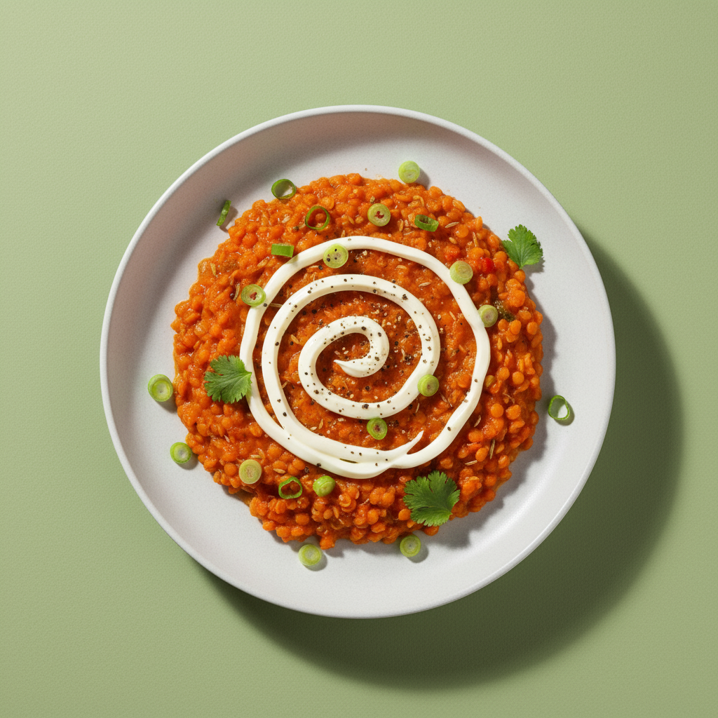 Spicy Red Lentil Soup with Kewpie Mayo