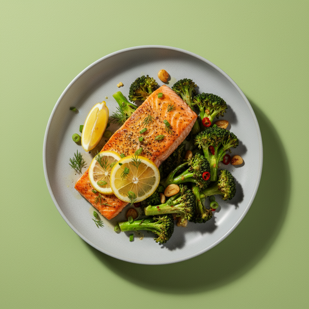 Lemon Herb Roasted Salmon with Broccoli