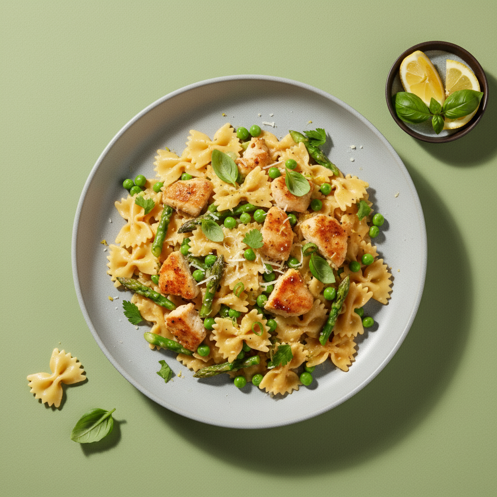 Lemon-Parmesan Chicken and Farfalle Primavera