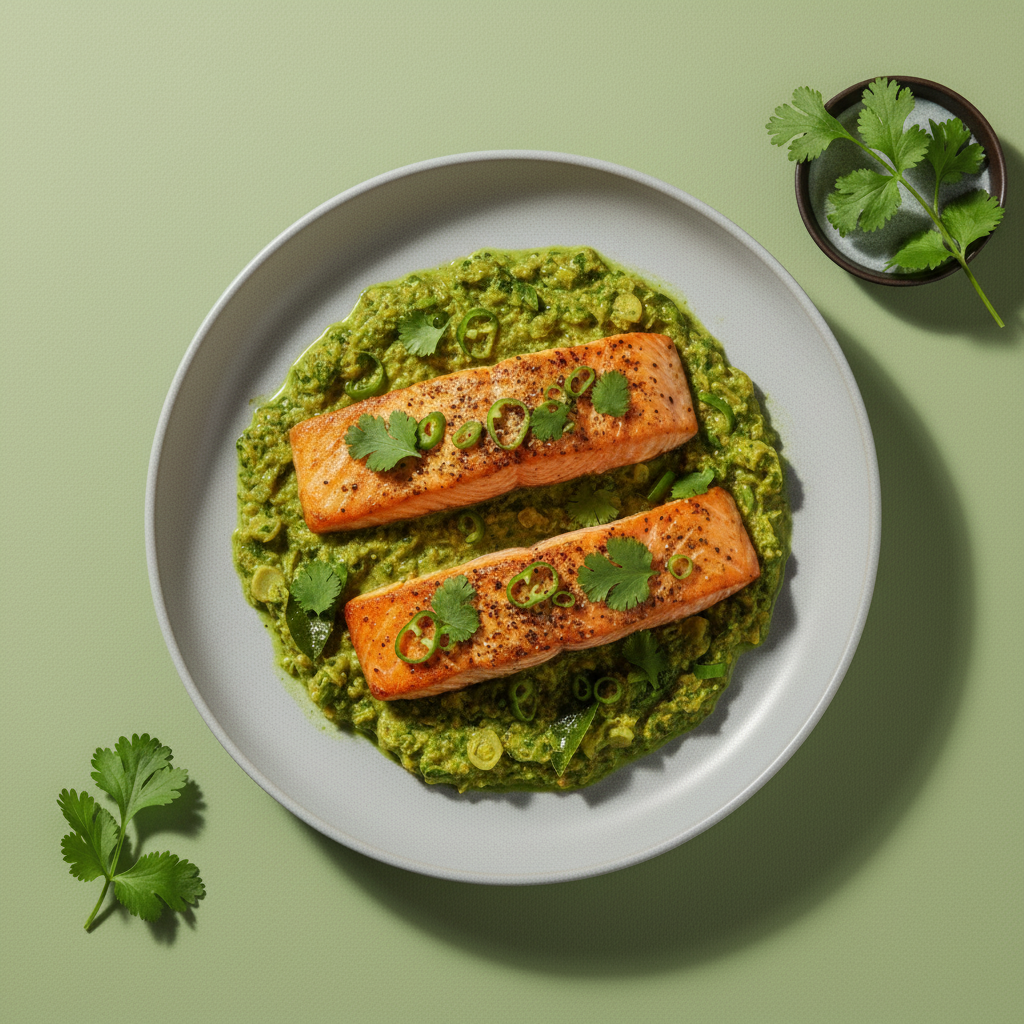 Air Fryer Salmon with Green Curry