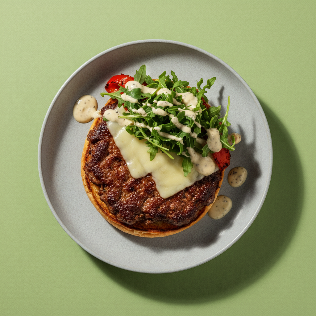 Gourmet Smashburger with Truffle Aioli, Fontina, and Arugula