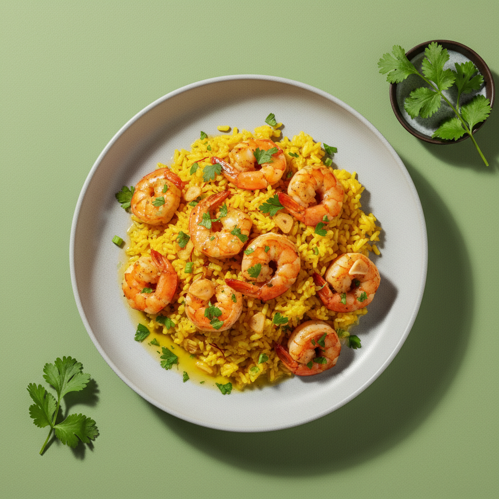 Spanish-style Garlic Shrimp with Saffron Rice (Gambas al Ajillo with Arroz con Azafrán)