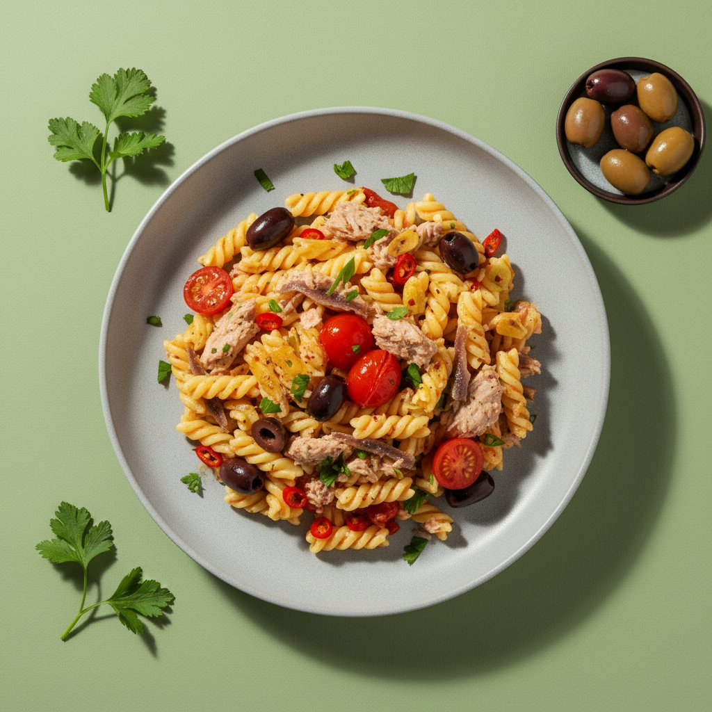 Pasta with Tuna, Olives, and Cherry Tomatoes