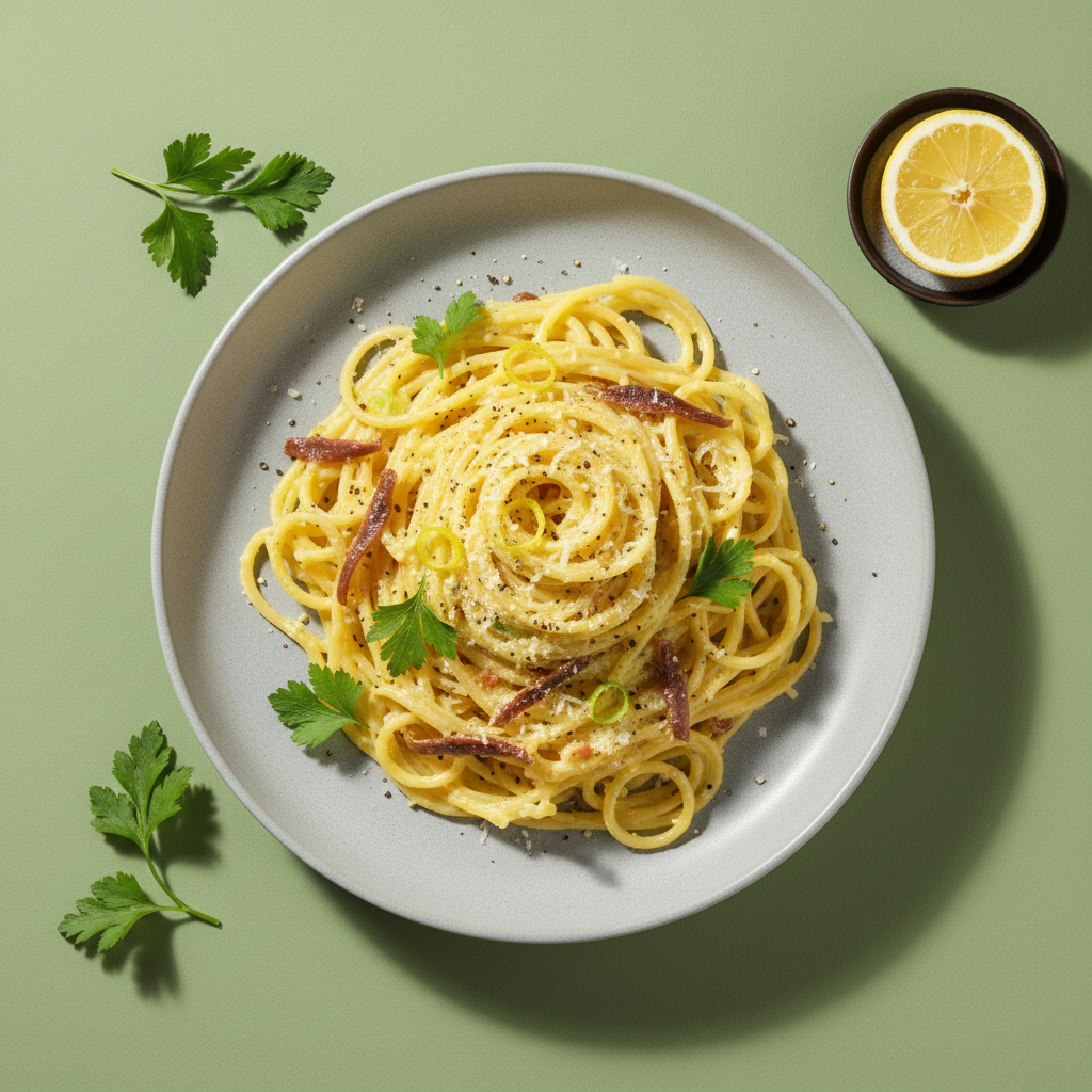 Spaghetti al Limone with Anchovy & Parmesan Cream
