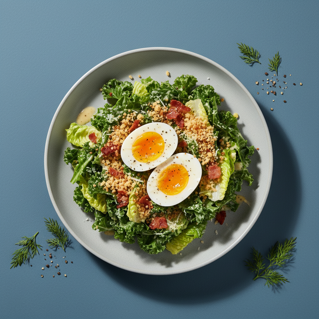 Winter Breakfast Caesar with Soft-Boiled Eggs & Bacon Panko