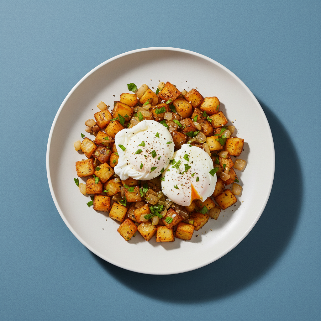 Winter Potato Hash with Poached Eggs