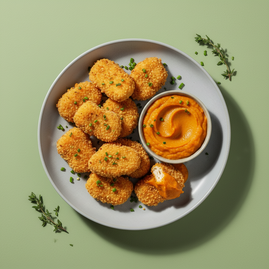 Baked Chicken Nuggets with Carrot-Sweet Potato Dip